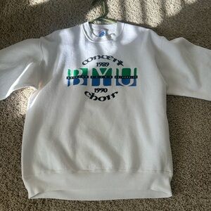 VINTAGE BYU 1989 choir Jerzees White Crewneck